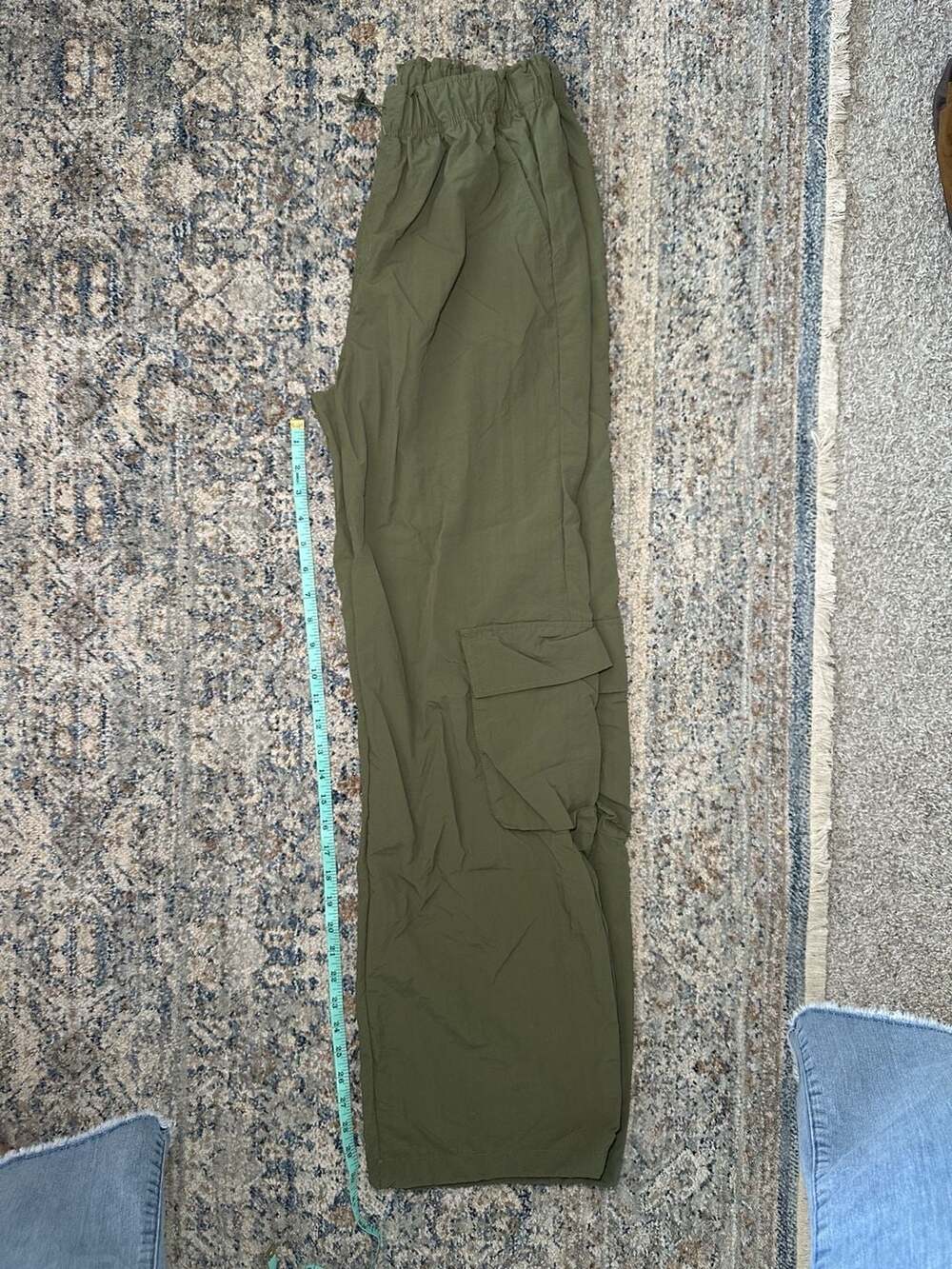 Love Tree Women's Olive Green Cargo Pants Size M Elastic Waist Drawstring - Picture 3 of 5